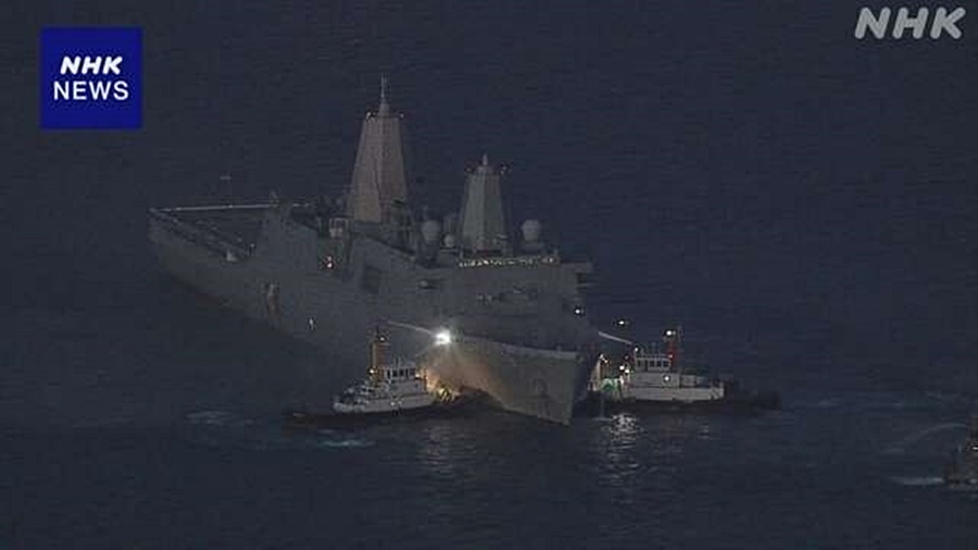 Tàu chiến Mỹ bốc cháy ở ngoài khơi Nhật Bản, hai binh sĩ bị thương